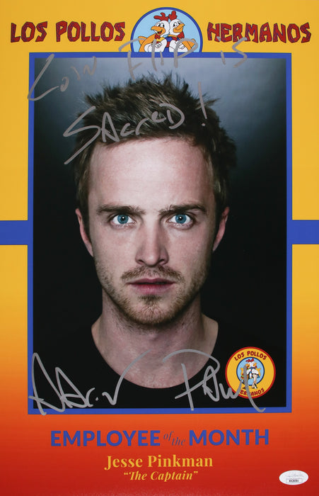 Aaron Paul 11x17 with rare quote "Coin flip is Sacred!" Breaking Bad Employee of the Month  JSA #RR28084
