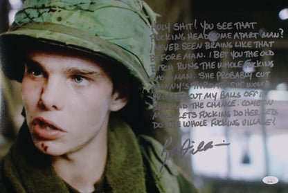 Kevin Dillon Platoon rare FULL movie quote "Holy shit! You see that Fucking Head coma apart man?" 12x18   JSA Cert