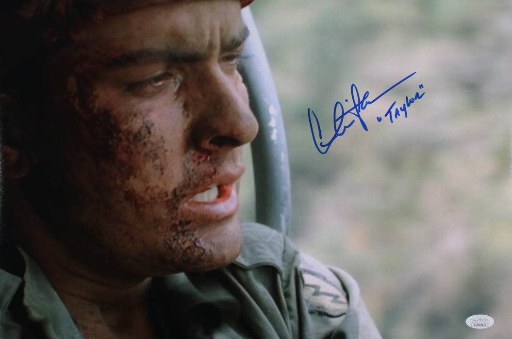 Charlie Sheen signed with character name16x20 Platoon  JSA Witnessed Cert