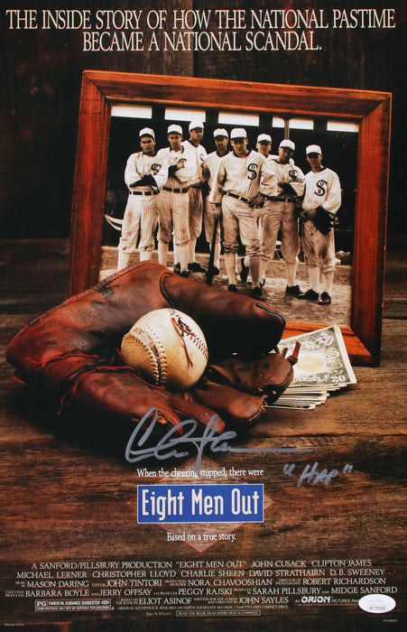 Charlie Sheen signed with "Hap" character name inscription Eight Men Out 11x17 Movie Poster  JSA Witnessed