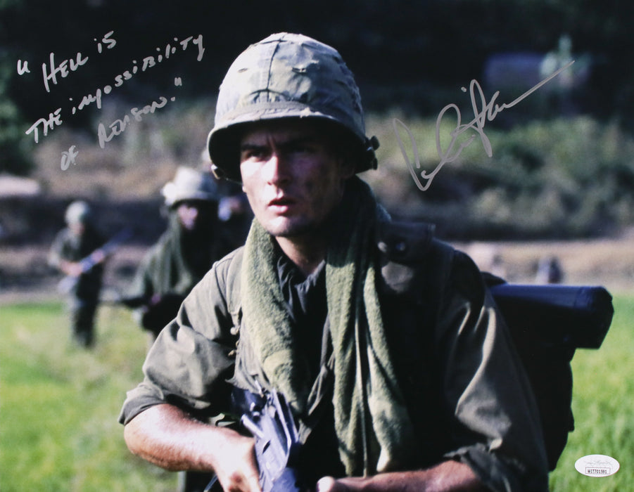 Charlie Sheen rare movie quote "Hell is the impossibility of Reason" Platoon 11x14 JSA Witnessed