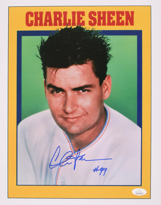 Charlie Sheen Inscription "#99" Major League 11x14 JSA Witnessed