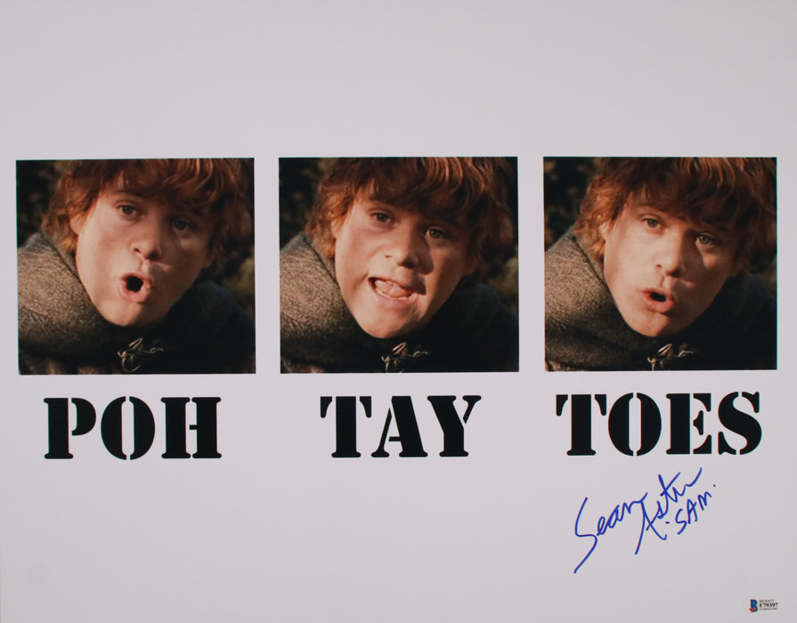 Sean Astin 16x20 - Lord of the Rings "POH TAY TOES" signed Meme - Beckett Authenticated