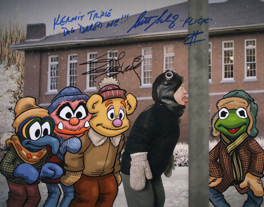 A Christmas Story Muppets Mashup 11x14 signed by Scott Schwartz & Guy Gilchrist "Kermit Triple Dog Dares you!!" inscription