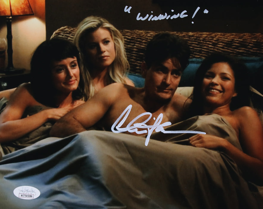 Charlie Sheen EXTREMELY RARE Inscription "WINNING!" Two and a Half Men 8x10 JSA Witnessed