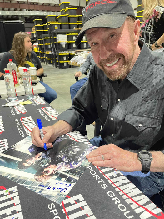 Chuck Norris with extremely rare inscription "6x World Champ" signed 11x14 Way of the Dragon Bruce Lee -  JSA Certified