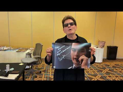 Charlie Sheen rare movie Quote "Blow Me Ump!" Major League 12x18 JSA Witnessed